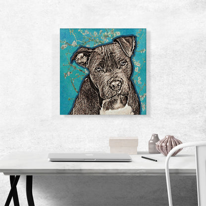 Cane Corso Dog Breed Teal White Flowers