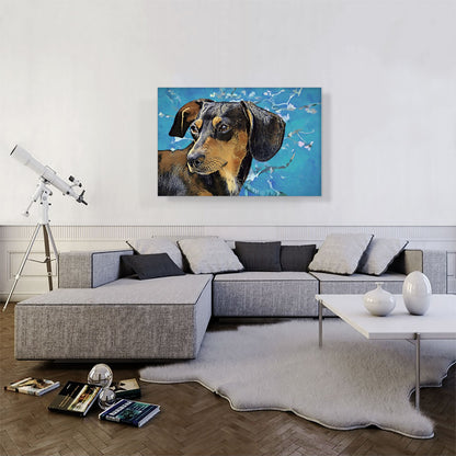 Dachshund Dog Breed Blue White Flowers