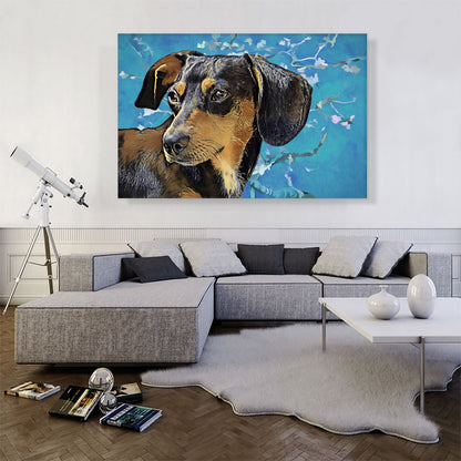 Dachshund Dog Breed Blue White Flowers