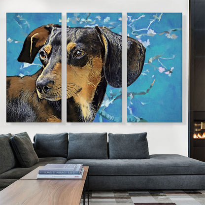 Dachshund Dog Breed Blue White Flowers