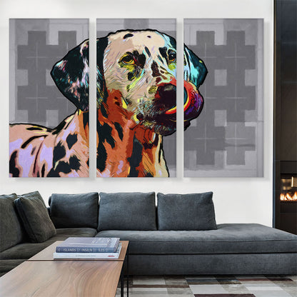 Dalmatian Dog Breed Colorful Checkered Pattern