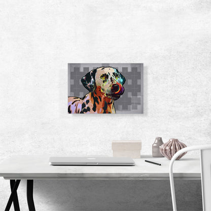 Dalmatian Dog Breed Colorful Checkered Pattern