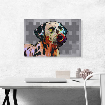 Dalmatian Dog Breed Colorful Checkered Pattern