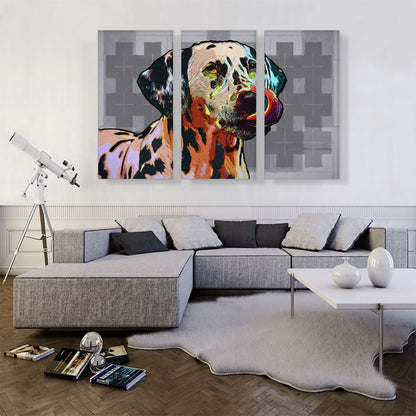 Dalmatian Dog Breed Colorful Checkered Pattern