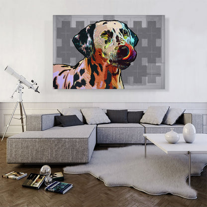 Dalmatian Dog Breed Colorful Checkered Pattern