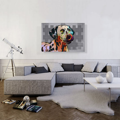 Dalmatian Dog Breed Colorful Checkered Pattern