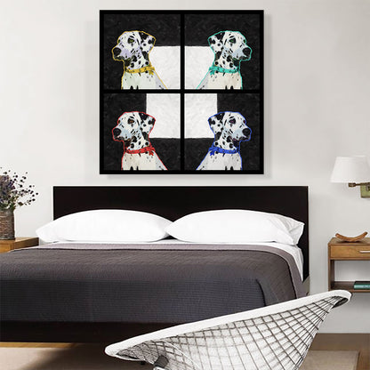 Dalmatian Dog Breed Quadruple Blue Red Yellow