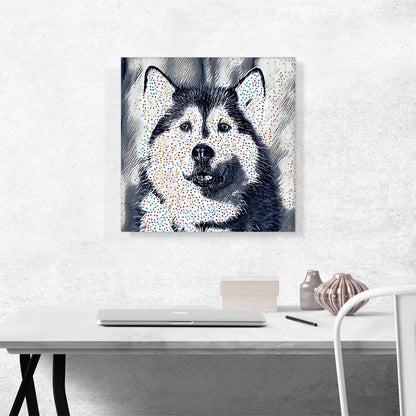 Alaskan Malamute Dog Breed Colorful Polka Dots