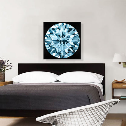Blue on Black Round Brilliant Cut Diamond Jewel