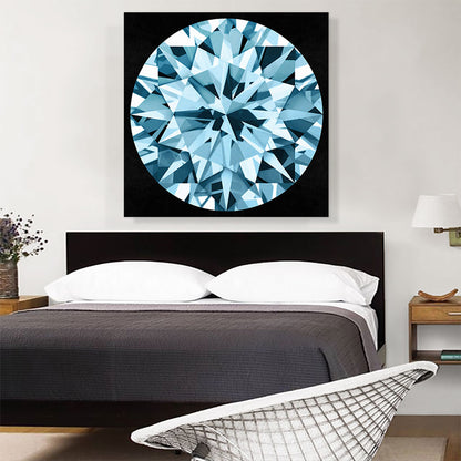 Blue on Black Round Brilliant Cut Diamond Jewel