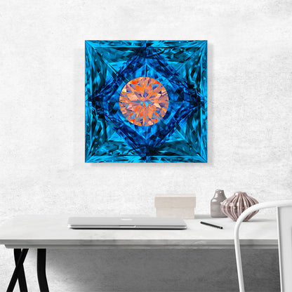 Blue Orange Princess Cut Diamond Jewel