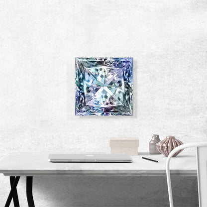 Blue White Princess Cut Diamond Jewel