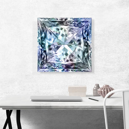 Blue White Princess Cut Diamond Jewel