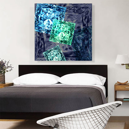 Dark Blue Purple Green Princess Cut Diamond Jewel