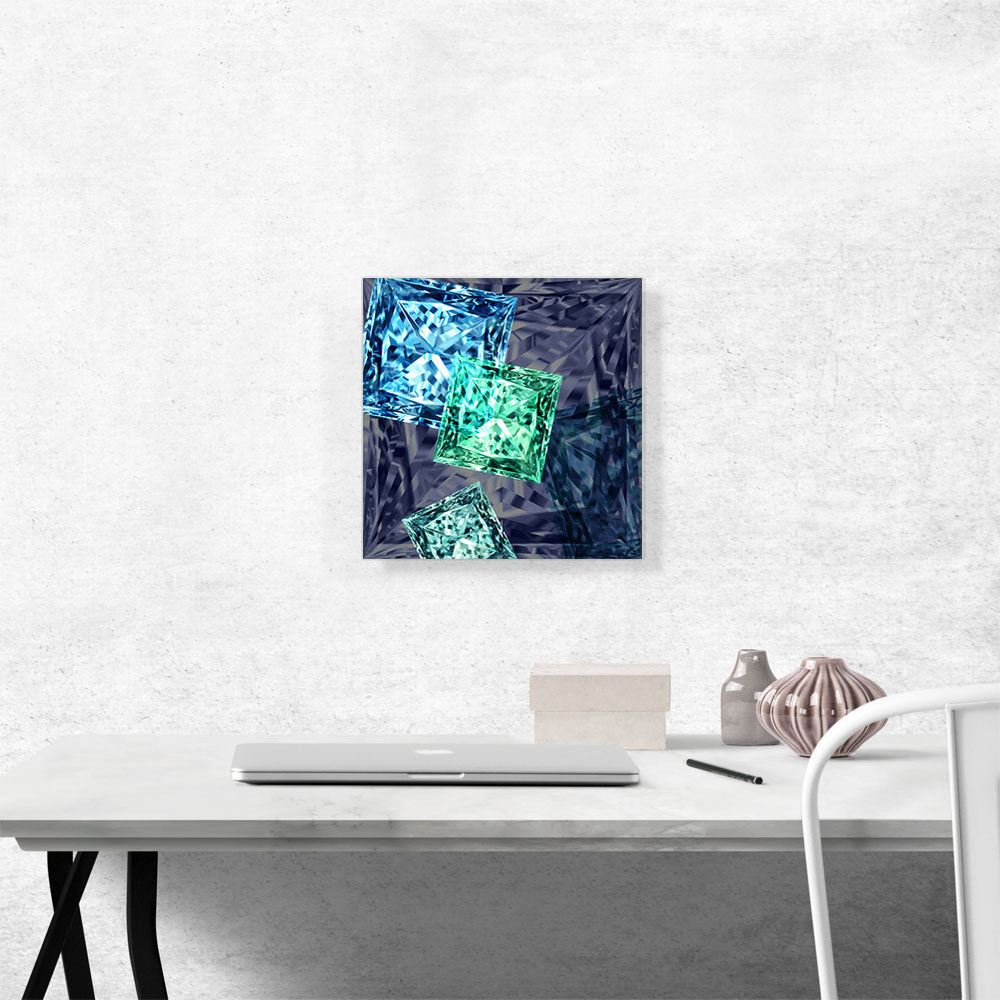 Dark Blue Purple Green Princess Cut Diamond Jewel
