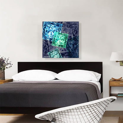Dark Blue Purple Green Princess Cut Diamond Jewel
