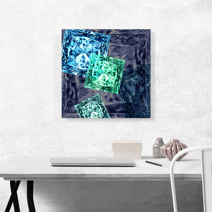 Dark Blue Purple Green Princess Cut Diamond Jewel
