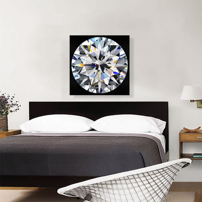 Gray Blue Yellow on Black Round Brilliant Cut Diamond Jewel