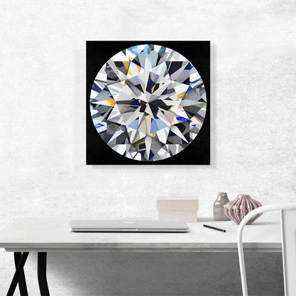 Gray Blue Yellow on Black Round Brilliant Cut Diamond Jewel