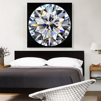 Gray Blue Yellow on Black Round Brilliant Cut Diamond Jewel