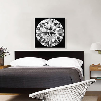 Gray White on Black Round Brilliant Cut Diamond Jewel