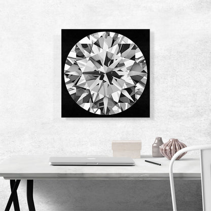Gray White on Black Round Brilliant Cut Diamond Jewel