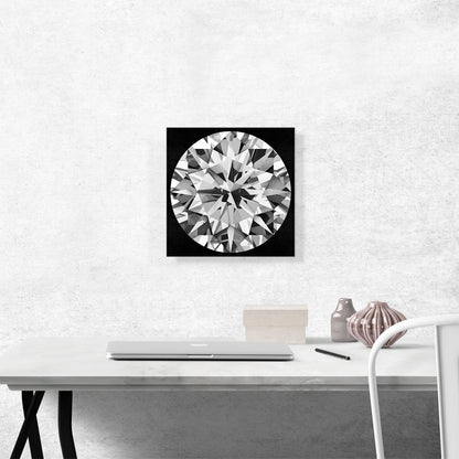 Gray White on Black Round Brilliant Cut Diamond Jewel