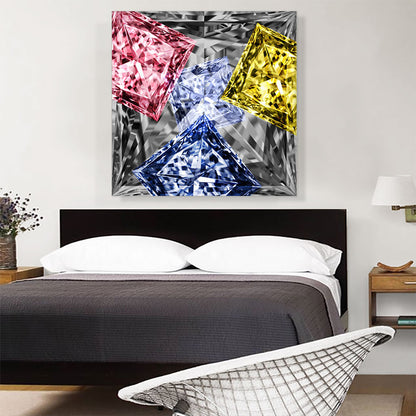 Gray Yellow Purple Pink Princess Cut Diamond Jewel