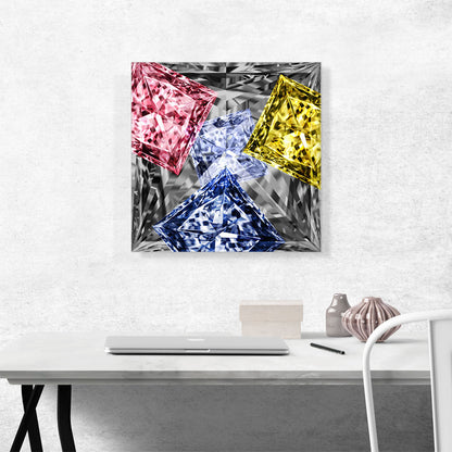 Gray Yellow Purple Pink Princess Cut Diamond Jewel