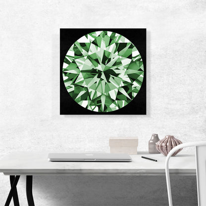 Green on Black Round Brilliant Cut Diamond Jewel