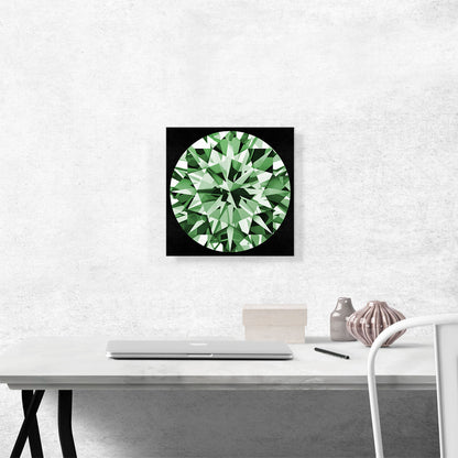 Green on Black Round Brilliant Cut Diamond Jewel