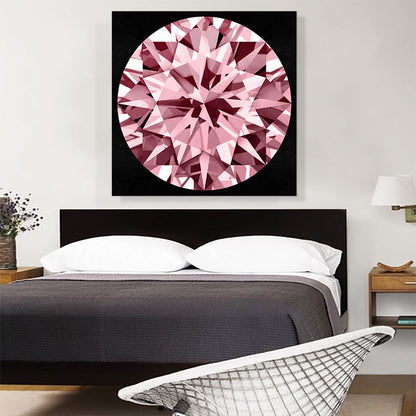 Hot Pink on Black Round Brilliant Cut Diamond Jewel
