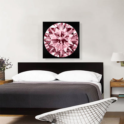 Hot Pink on Black Round Brilliant Cut Diamond Jewel