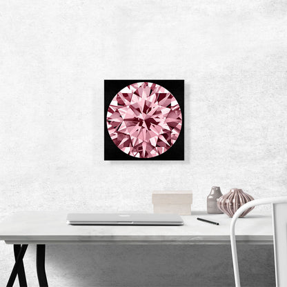 Hot Pink on Black Round Brilliant Cut Diamond Jewel