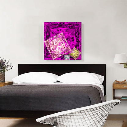 Hot Pink Yellow White Princess Cut Diamond Jewel