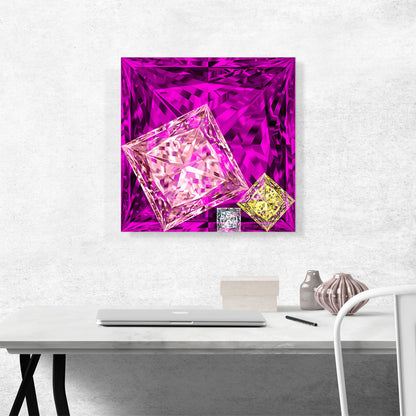 Hot Pink Yellow White Princess Cut Diamond Jewel