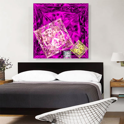 Hot Pink Yellow White Princess Cut Diamond Jewel