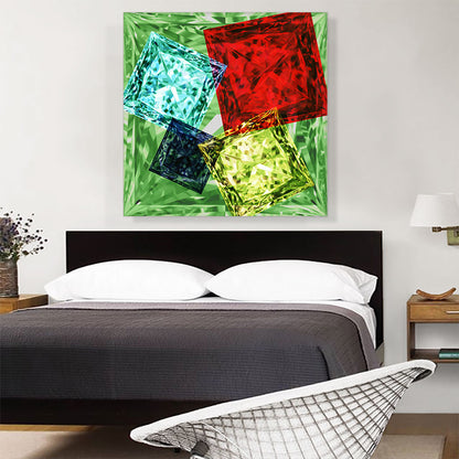 Lime Green Red Blue Princess Cut Diamond Jewel