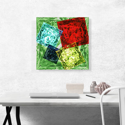 Lime Green Red Blue Princess Cut Diamond Jewel