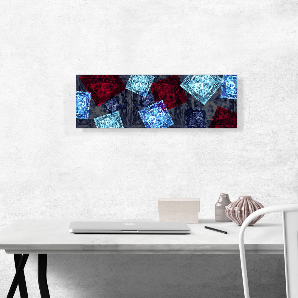 Navy Baby Blue Red Princess Cut Diamond Jewel