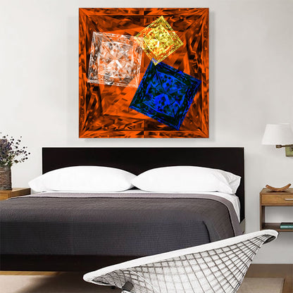 Orange Blue Yellow White Princess Cut Diamond Jewel