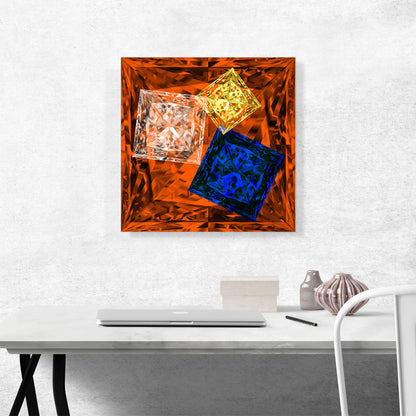 Orange Blue Yellow White Princess Cut Diamond Jewel