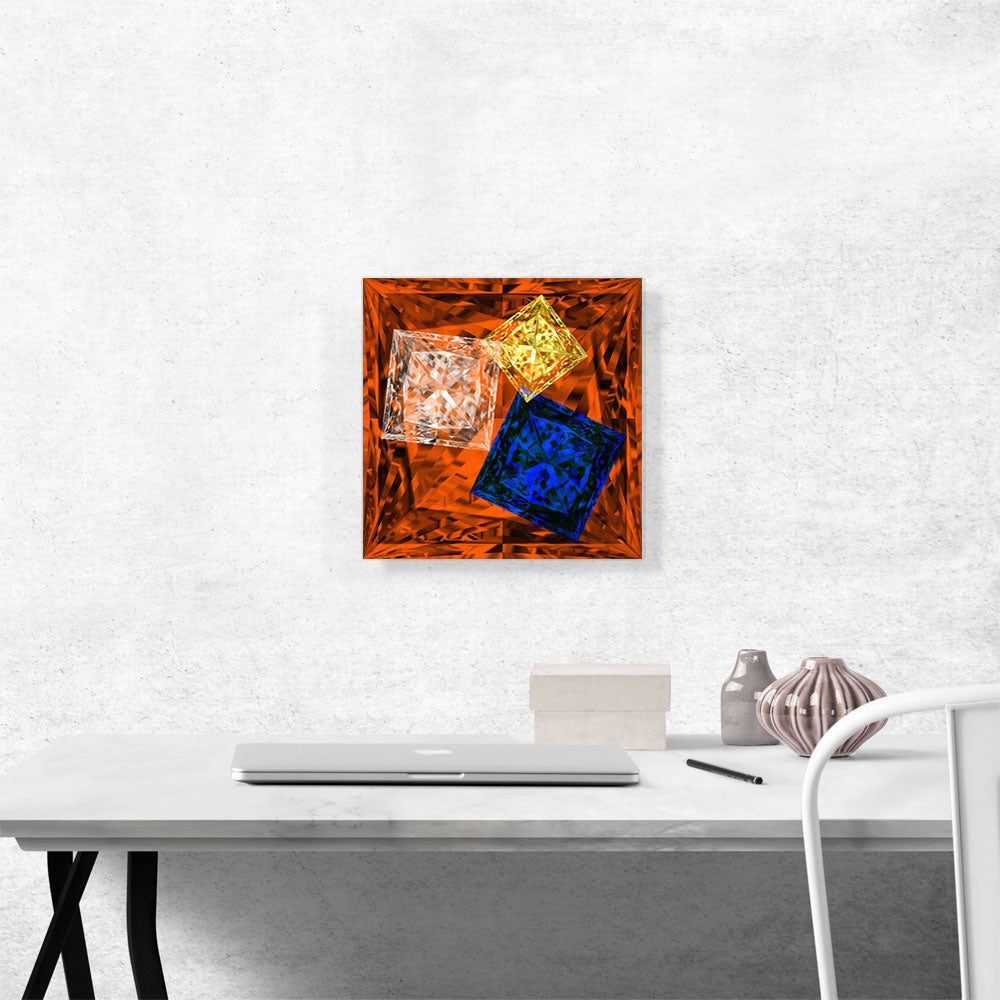 Orange Blue Yellow White Princess Cut Diamond Jewel