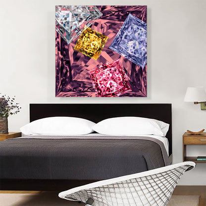 Pink Purple White Yellow Princess Cut Diamond Jewel