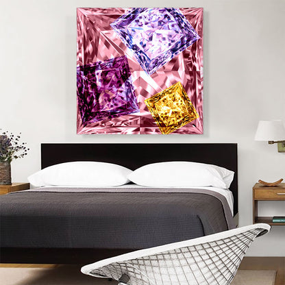 Pink Purple Yellow Princess Cut Diamond Jewel