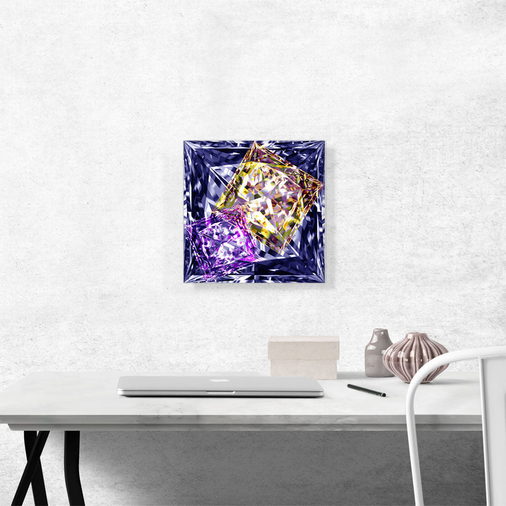 Purple Violet Yellow Princess Cut Diamond Jewel
