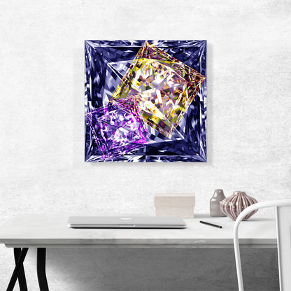 Purple Violet Yellow Princess Cut Diamond Jewel