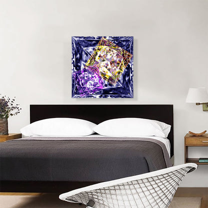 Purple Violet Yellow Princess Cut Diamond Jewel