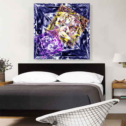 Purple Violet Yellow Princess Cut Diamond Jewel