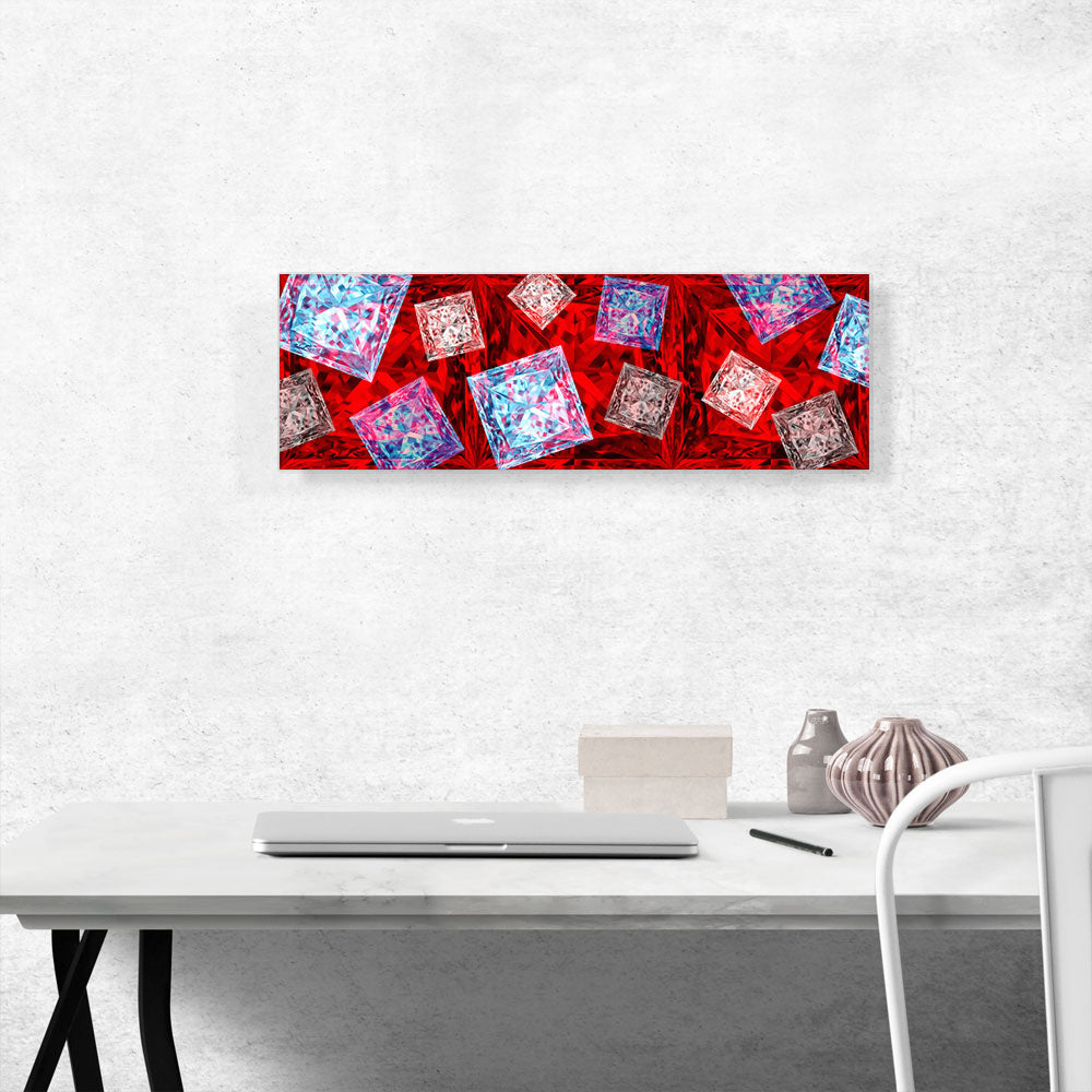 Red Blue White Princess Cut Diamond Jewel
